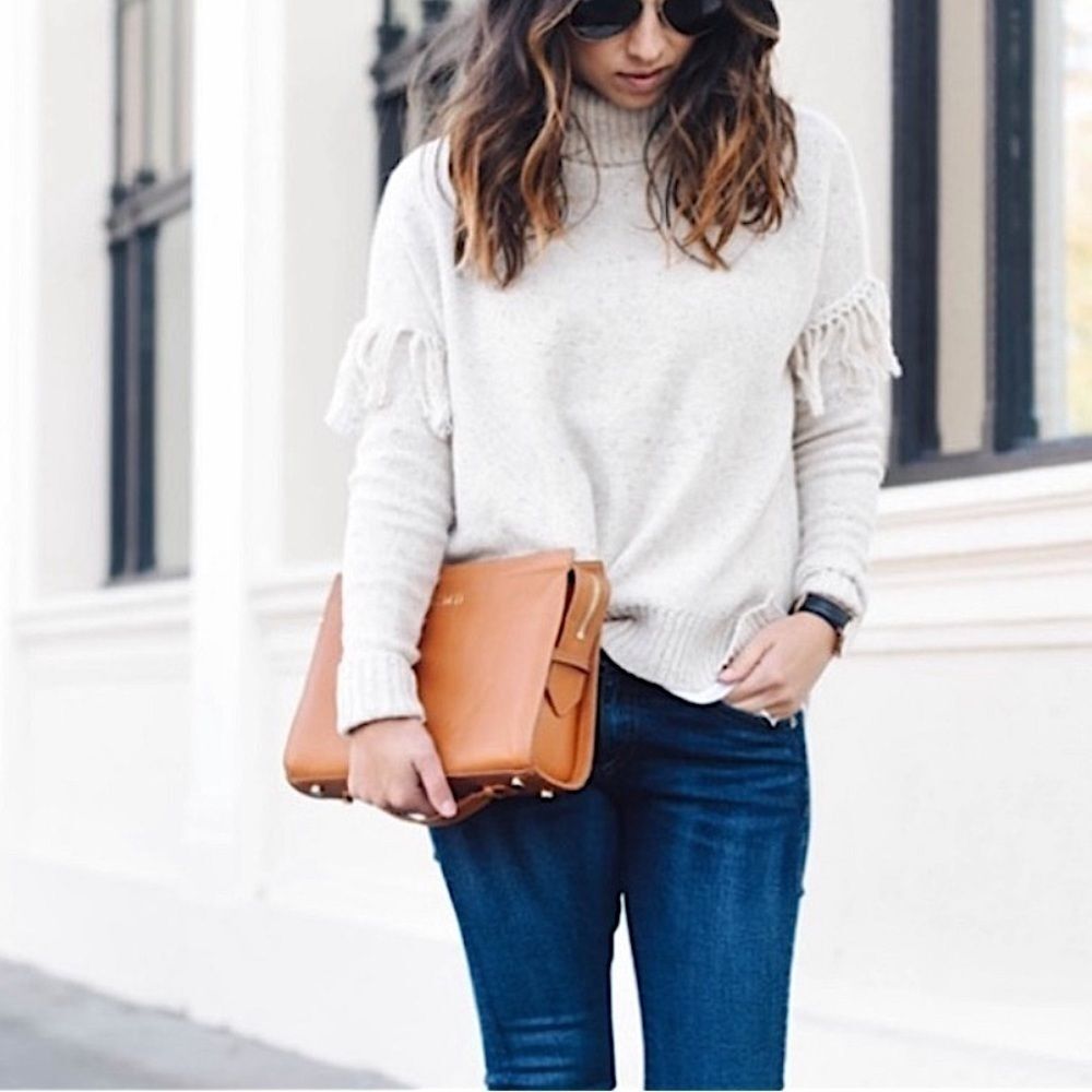 Aerie fringe sleeve turtleneck sweater